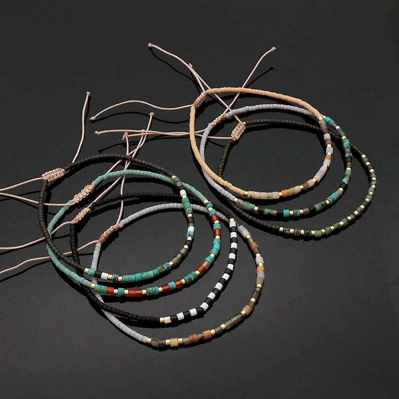 Newest Fashionable Wholesale Customized Varioius Handmade Women Ajustable Macrame MIYUKI Beads Natural Stone Bracelet