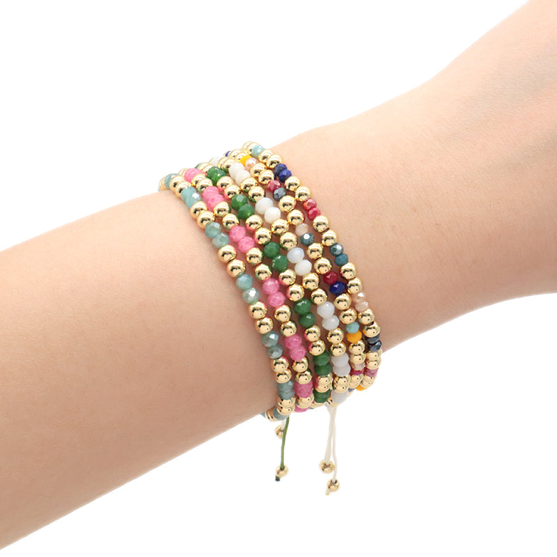 New Bulk Sale OEM Custom Handmade China Factory Fashion Gold Plated Bead Charm Glass Crystal Bracelet For Gift Women