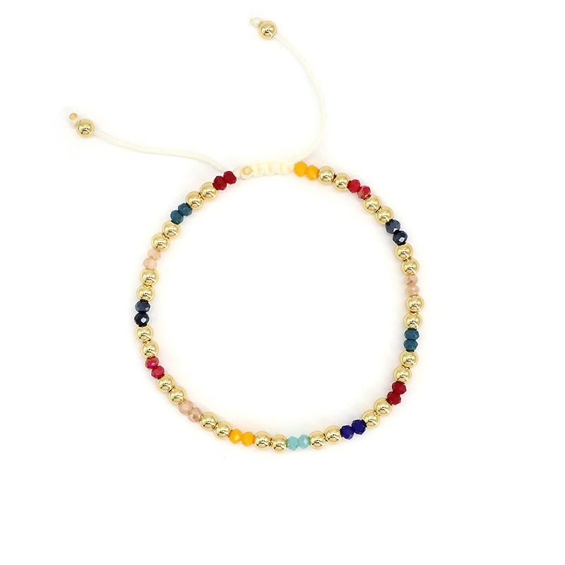 New Bulk Sale OEM Custom Handmade China Factory Fashion Gold Plated Bead Charm Glass Crystal Bracelet For Gift Women