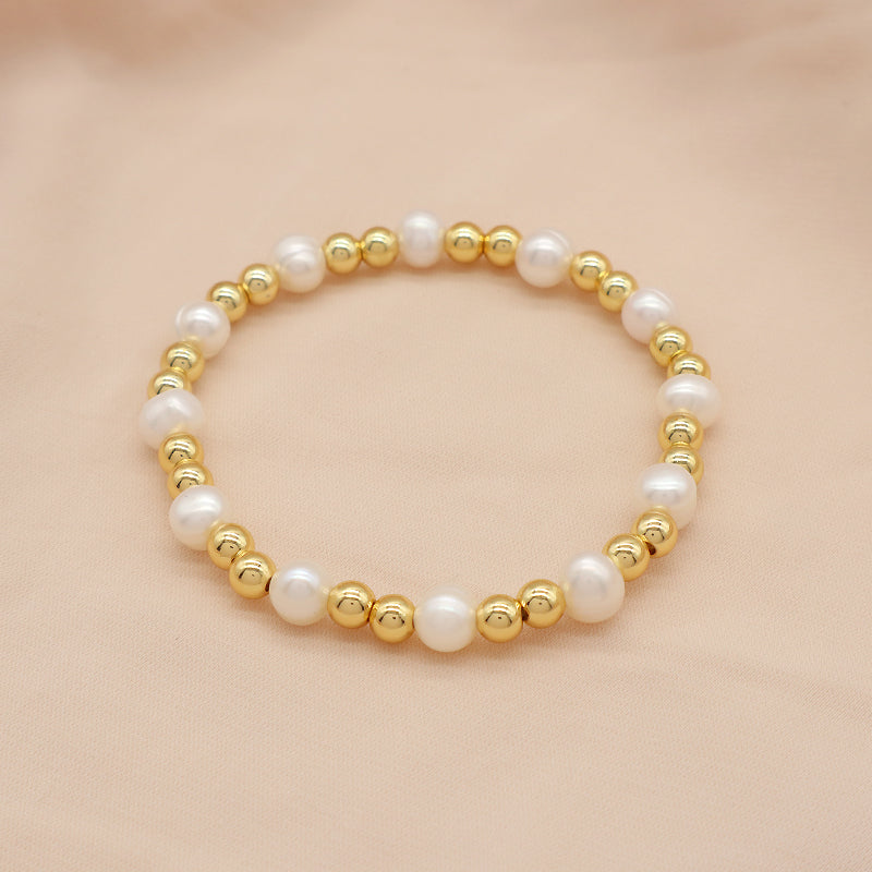 Wholesale Custom Newest Pearl Beads Brass Heart Star Charm Bracelets Jewelry Handmade Fresh Water Pearl Beaded Bracelet For Women