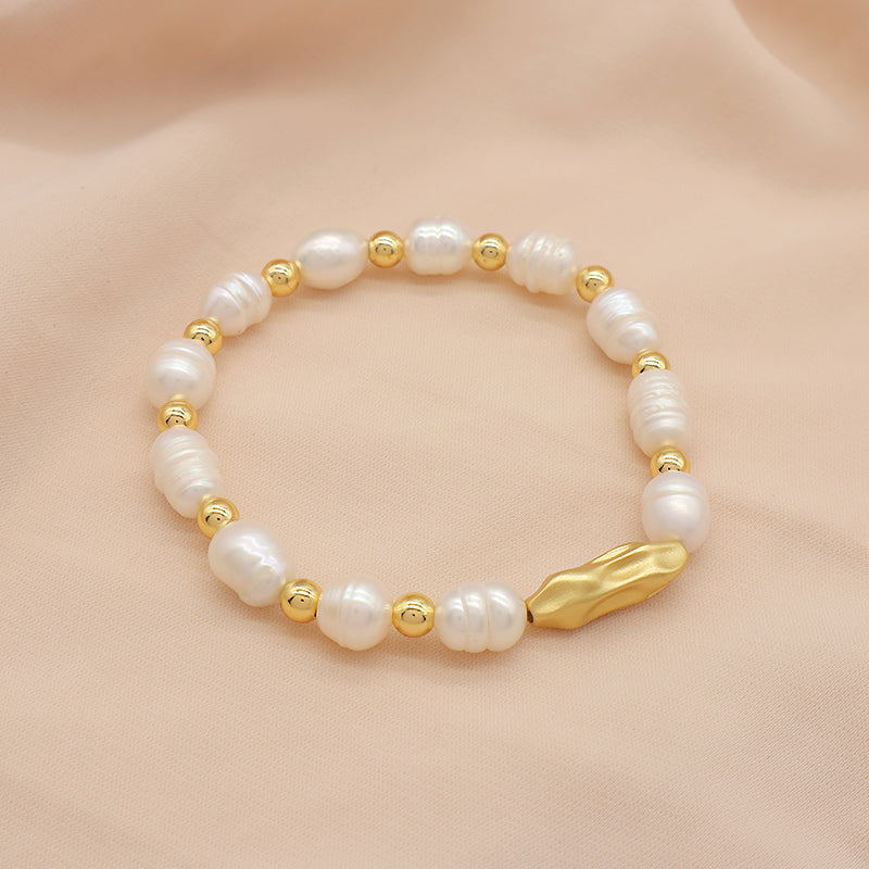 New Bulk Wholesale Handmade Fashion Customized Jewelry Gold Plated Fresh Water Pearl Heart Charm Bracelet For Women Gift