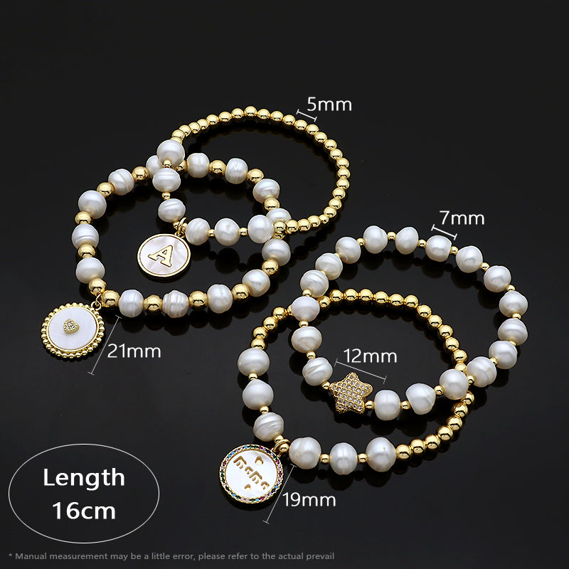 Newest Wholesale Handmade Fashion Customized Jewelry Gold Plated Fresh Water Pearl Shell Pendant Bracelet For Women Gift