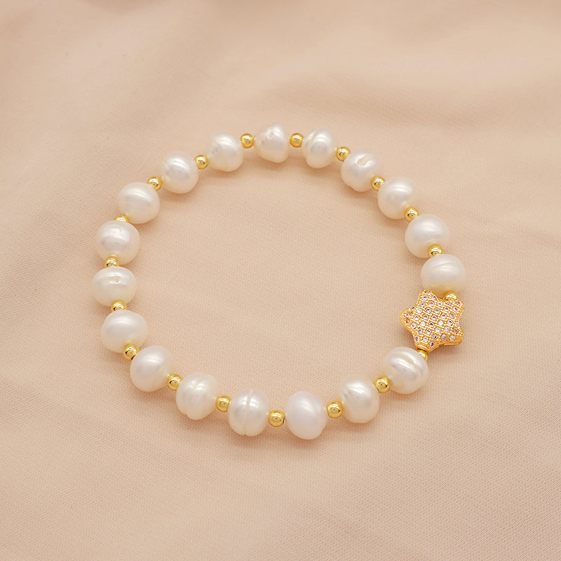 Newest Wholesale Handmade Fashion Customized Jewelry Gold Plated Fresh Water Pearl Shell Pendant Bracelet For Women Gift