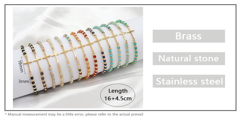 Newest Wholesale Custom Handmade Macrame Ajustable Gold Plated Stainless Steel Charm Natural Stone Bracelet For Women