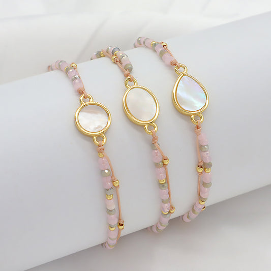 Trendy New Design Wholesale Custom Fashion Handmade Manufacture Shell Charm Glass Crystal Beads Jewelry