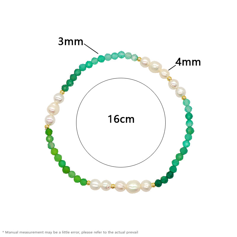 Handmade Wholesale Women OEM Customized Fashion Gold Plated Charm Elastic Fresh Water Pearl Natural Stone Beads Bracelet