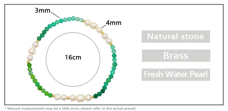 Handmade Wholesale Women OEM Customized Fashion Gold Plated Charm Elastic Fresh Water Pearl Natural Stone Beads Bracelet