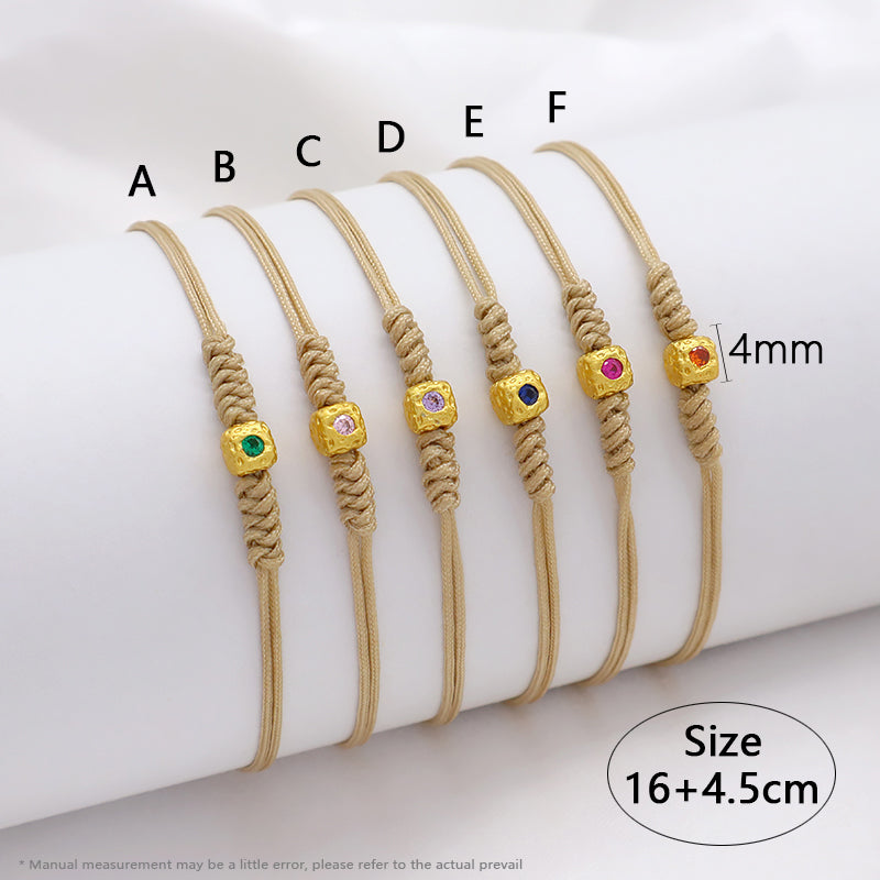 Wholesale Custom Handmade OEM Manufacture Adjustable Hand-Woven Thread Brass Charms Braided Cotton Wire Bracelet Jewelry Bangle Bracelet