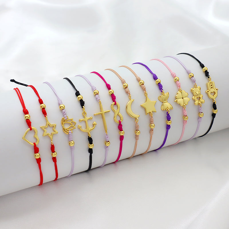 Wholesale Custom Handmade OEM Manufacture Adjustable Hand-Woven Thread 925 Sterling Silver Charms Braided Colorful Cotton Wire Bracelet Jewelry Bangle Bracelet