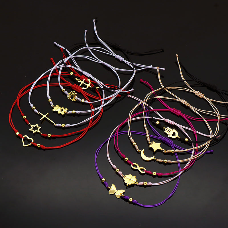 Wholesale Custom Handmade OEM Manufacture Adjustable Hand-Woven Thread 925 Sterling Silver Charms Braided Colorful Cotton Wire Bracelet Jewelry Bangle Bracelet