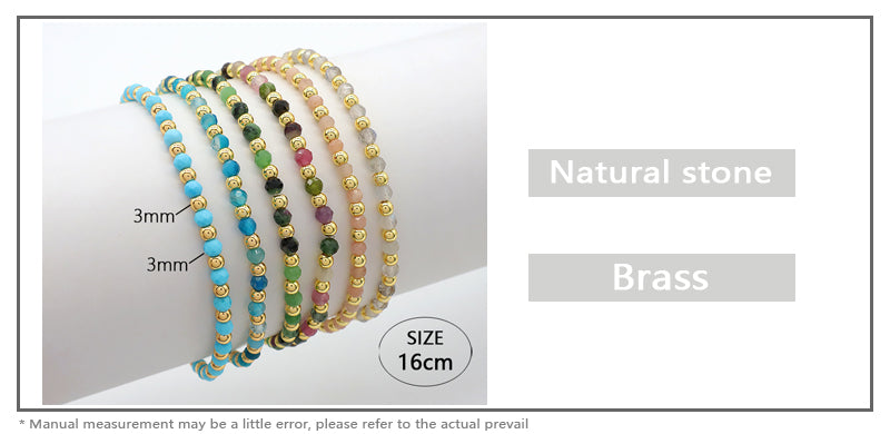 Natural Stone Beads With Gold Plated Brass Beads Bracelet