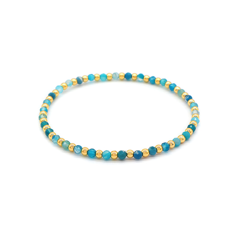 Natural Stone Beads With Gold Plated Brass Beads Bracelet