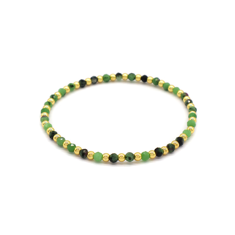 Natural Stone Beads With Gold Plated Brass Beads Bracelet