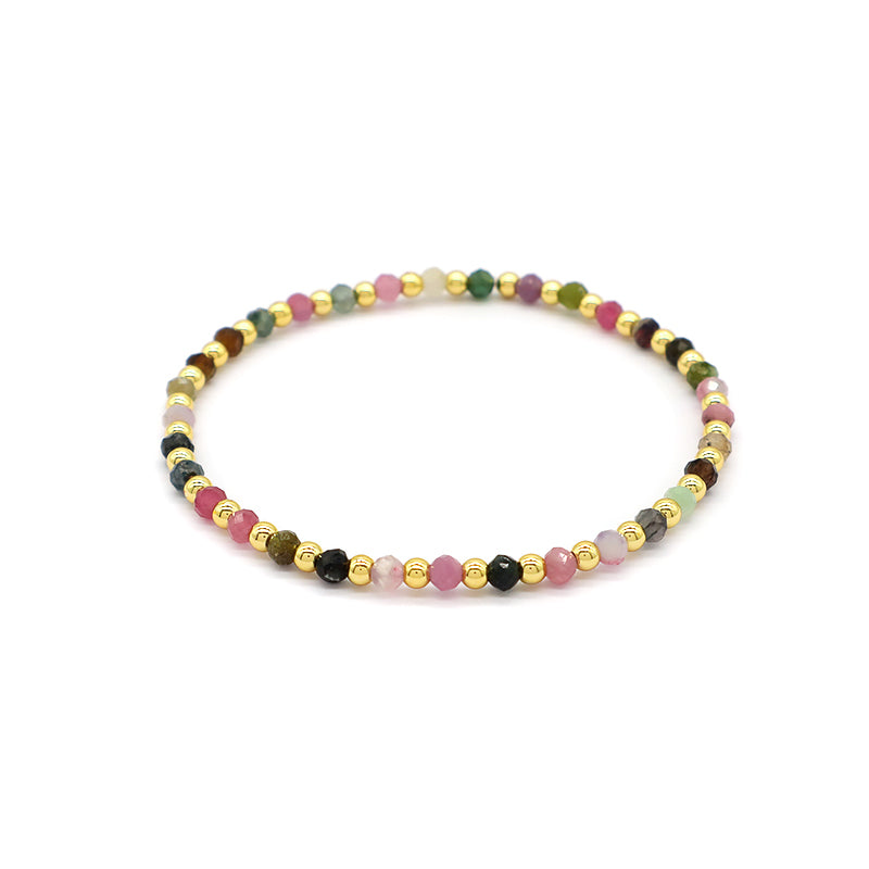 Natural Stone Beads With Gold Plated Brass Beads Bracelet