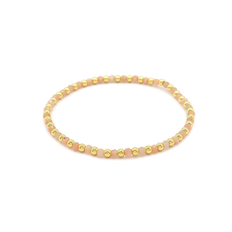 Natural Stone Beads With Gold Plated Brass Beads Bracelet