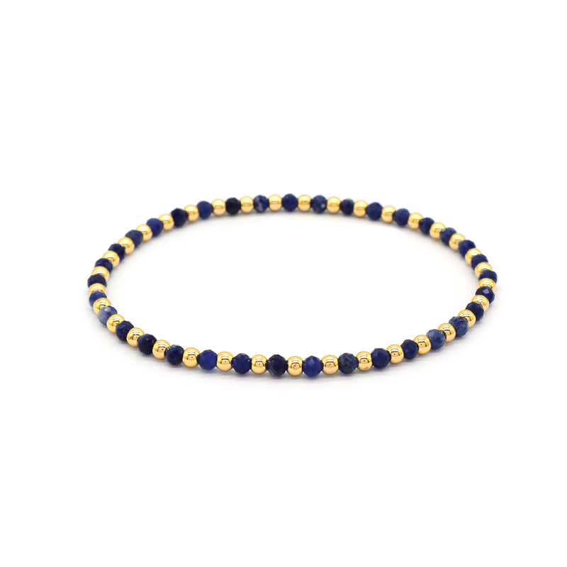 Natural Stone Beads With Gold Plated Brass Beads Bracelet