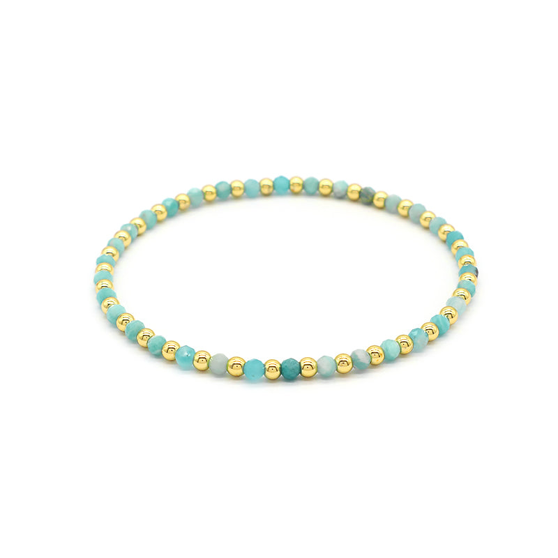 Natural Stone Beads With Gold Plated Brass Beads Bracelet