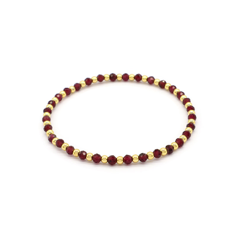 Natural Stone Beads With Gold Plated Brass Beads Bracelet