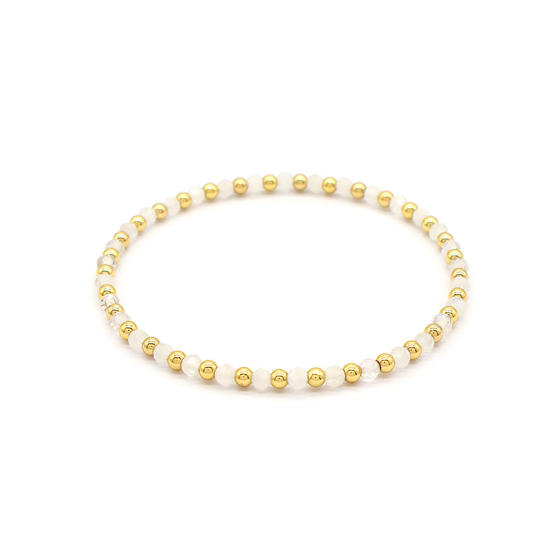 Natural Stone Beads With Gold Plated Brass Beads Bracelet