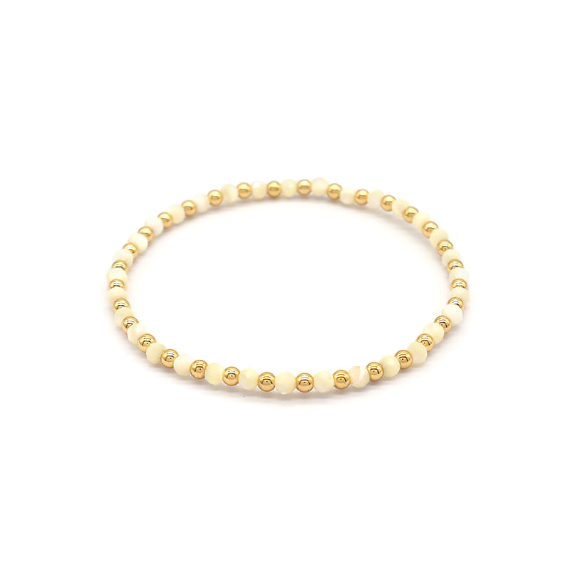 Natural Stone Beads With Gold Plated Brass Beads Bracelet