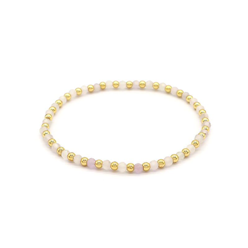 Natural Stone Beads With Gold Plated Brass Beads Bracelet