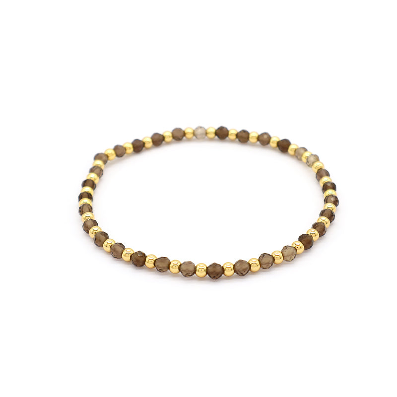 Natural Stone Beads With Gold Plated Brass Beads Bracelet