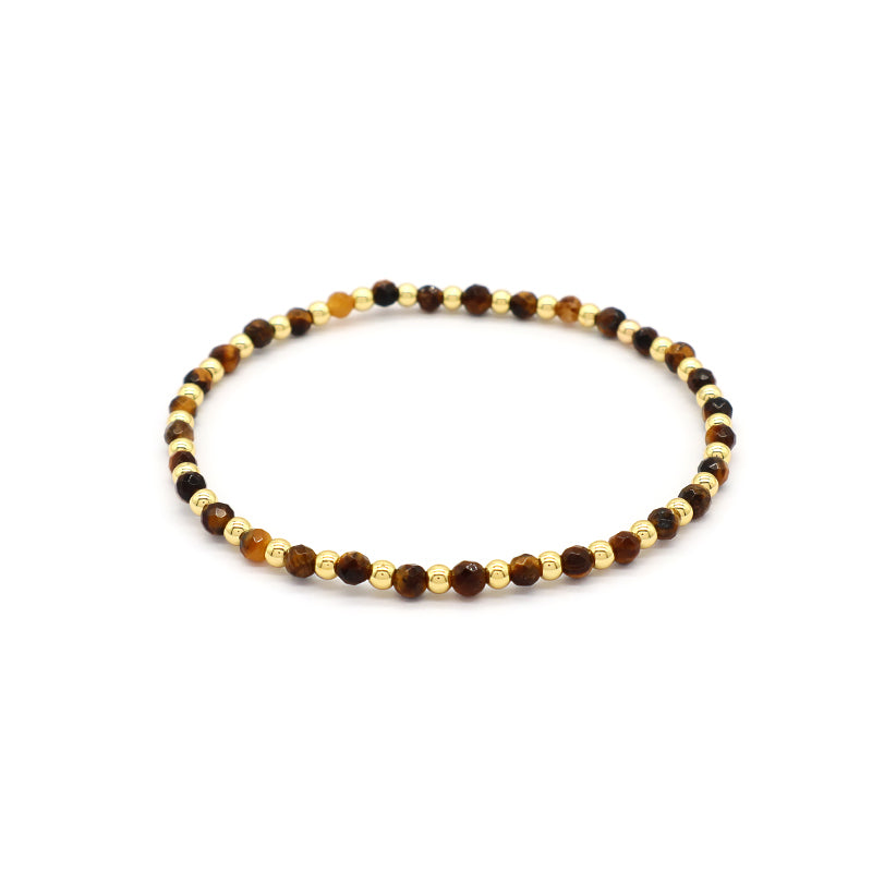 Natural Stone Beads With Gold Plated Brass Beads Bracelet