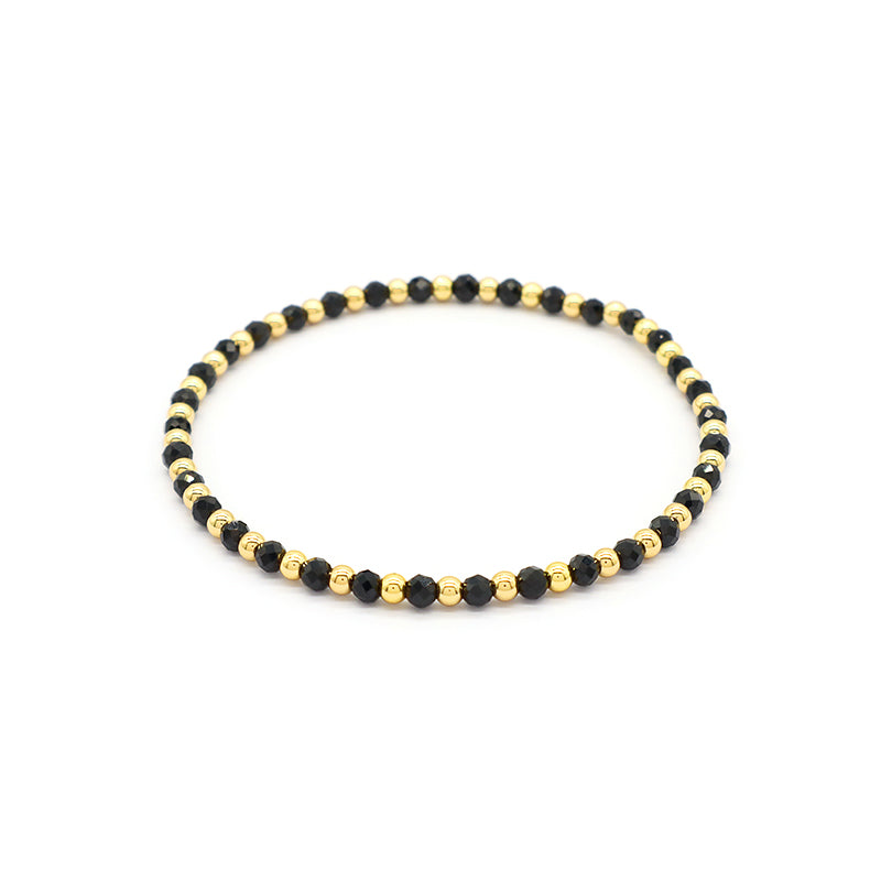 Natural Stone Beads With Gold Plated Brass Beads Bracelet