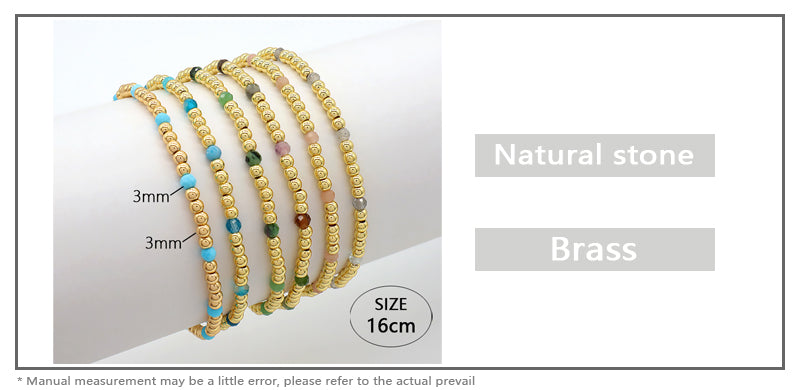 Natural Stone Beads With Gold Plated Brass Beads Bracelet