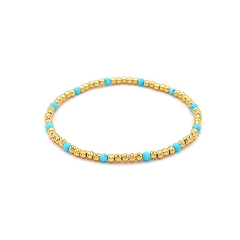 Natural Stone Beads With Gold Plated Brass Beads Bracelet