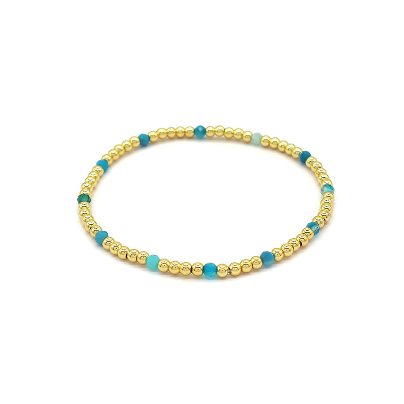 Natural Stone Beads With Gold Plated Brass Beads Bracelet