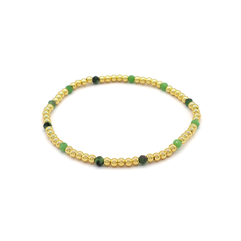 Natural Stone Beads With Gold Plated Brass Beads Bracelet