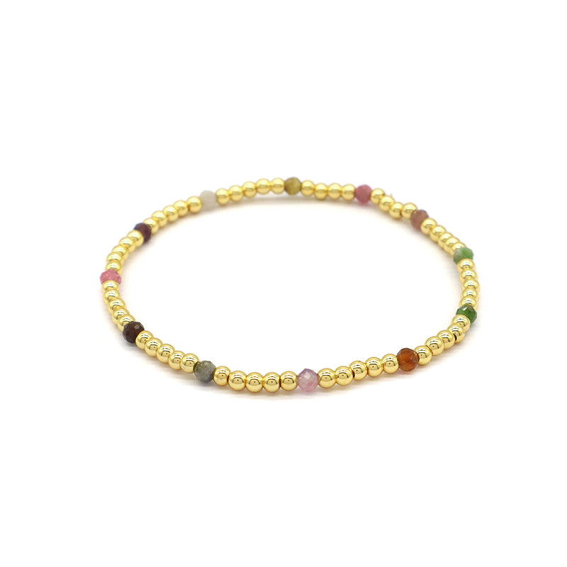 Natural Stone Beads With Gold Plated Brass Beads Bracelet