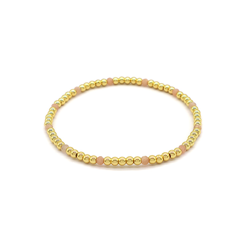 Natural Stone Beads With Gold Plated Brass Beads Bracelet