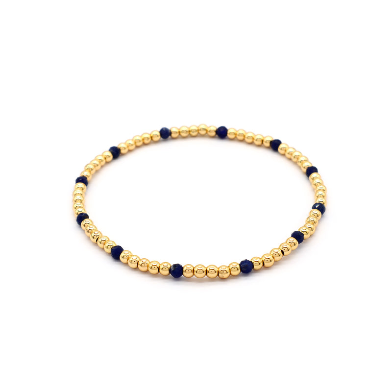 Natural Stone Beads With Gold Plated Brass Beads Bracelet