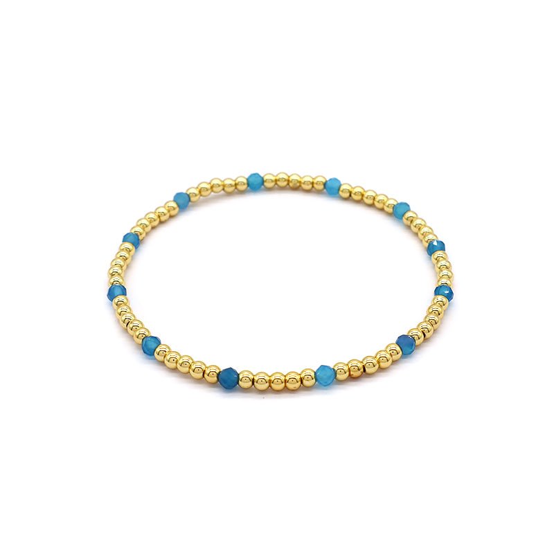 Natural Stone Beads With Gold Plated Brass Beads Bracelet