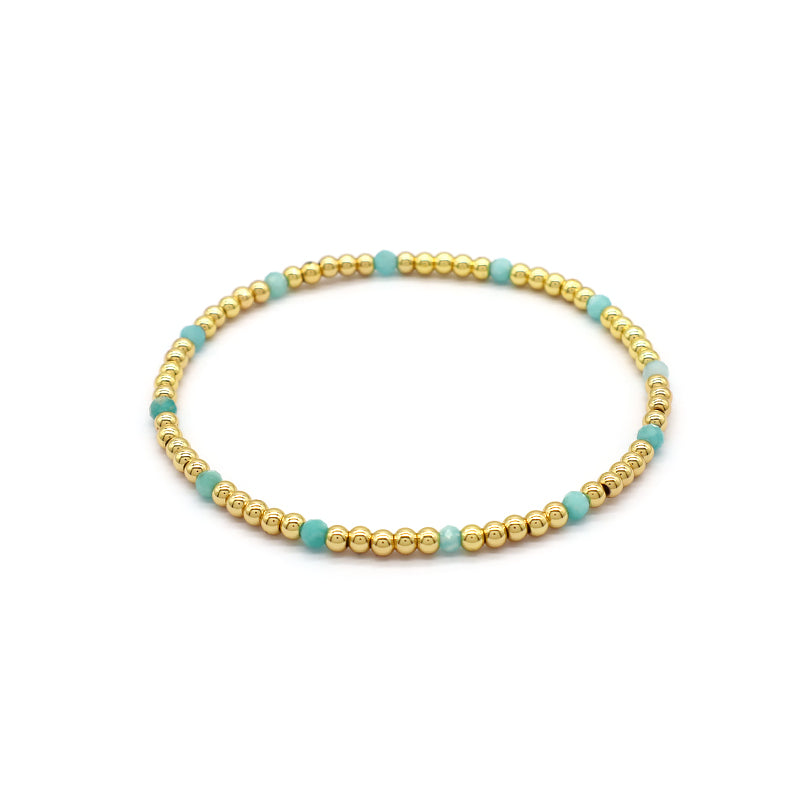 Natural Stone Beads With Gold Plated Brass Beads Bracelet