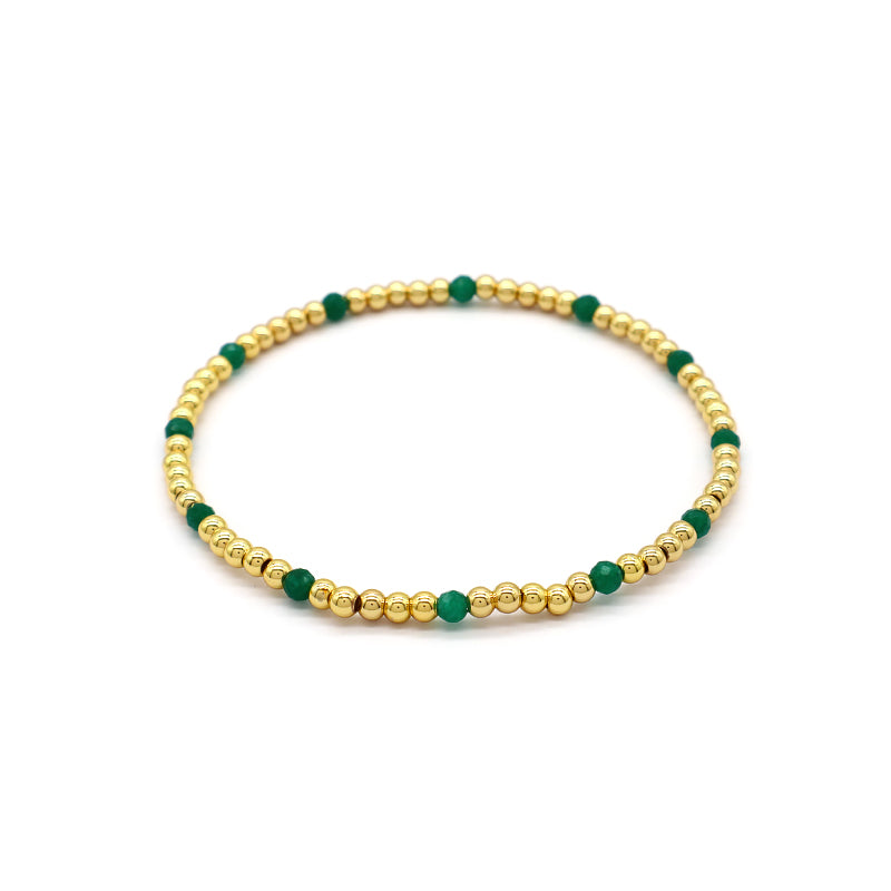 Natural Stone Beads With Gold Plated Brass Beads Bracelet