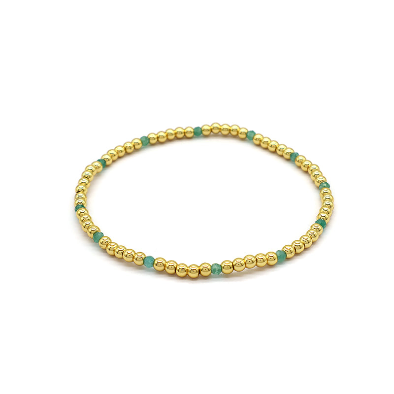 Natural Stone Beads With Gold Plated Brass Beads Bracelet