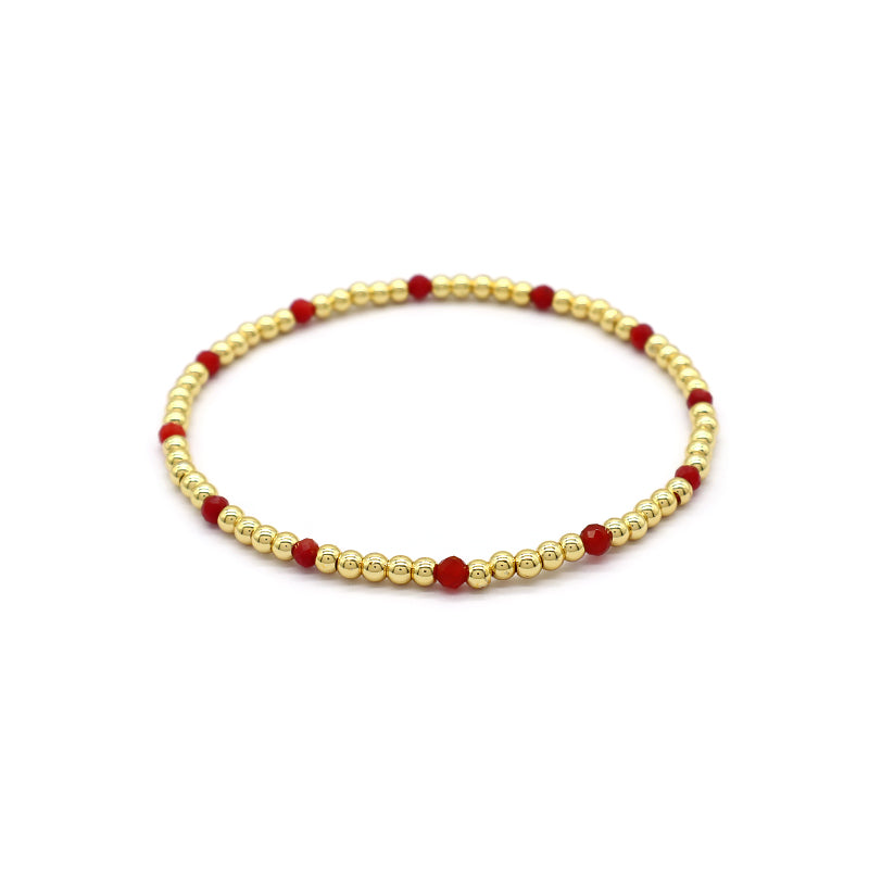 Natural Stone Beads With Gold Plated Brass Beads Bracelet