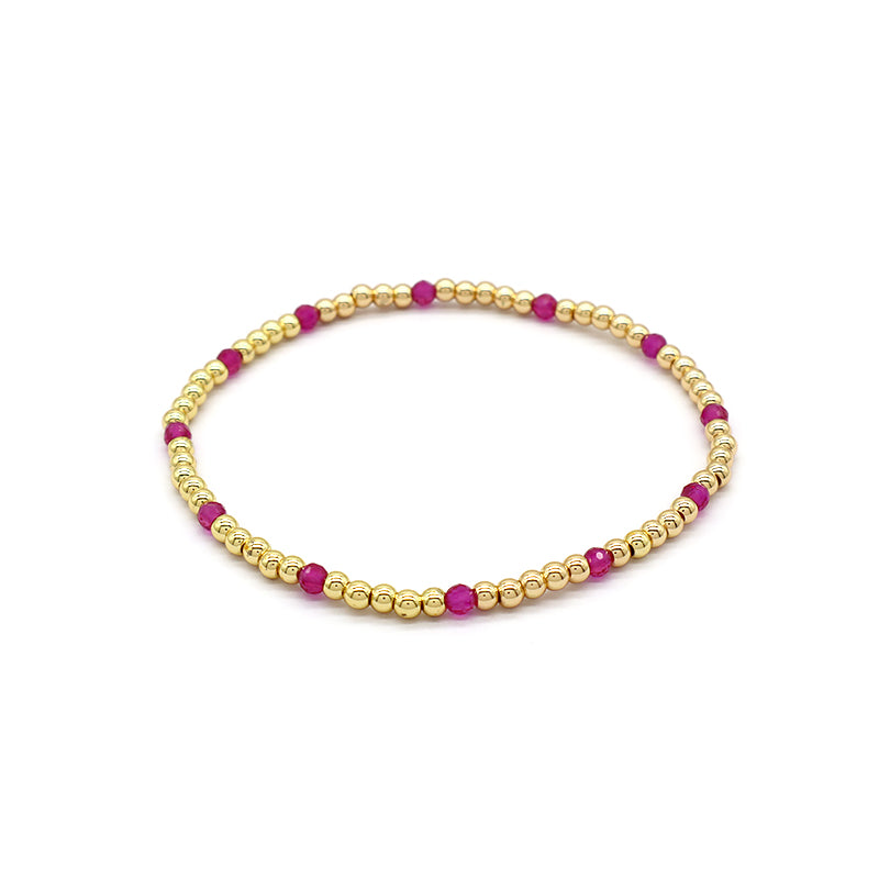 Natural Stone Beads With Gold Plated Brass Beads Bracelet