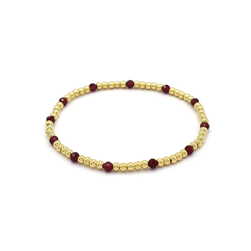 Natural Stone Beads With Gold Plated Brass Beads Bracelet