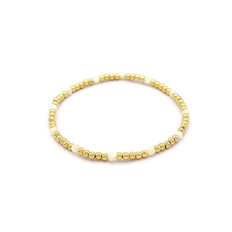 Natural Stone Beads With Gold Plated Brass Beads Bracelet