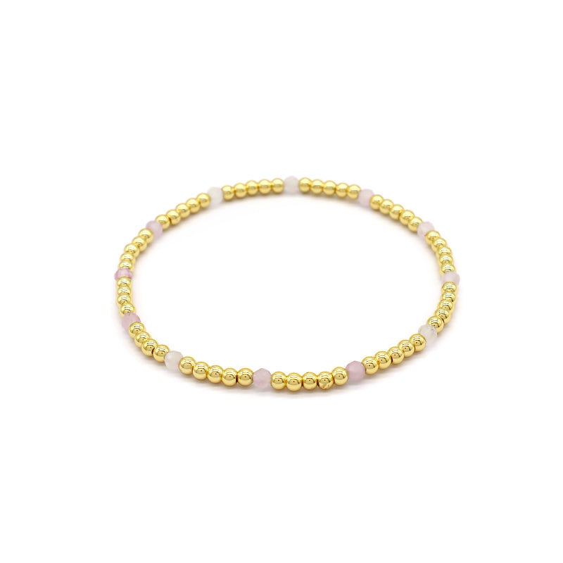 Natural Stone Beads With Gold Plated Brass Beads Bracelet