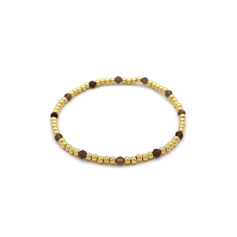 Natural Stone Beads With Gold Plated Brass Beads Bracelet