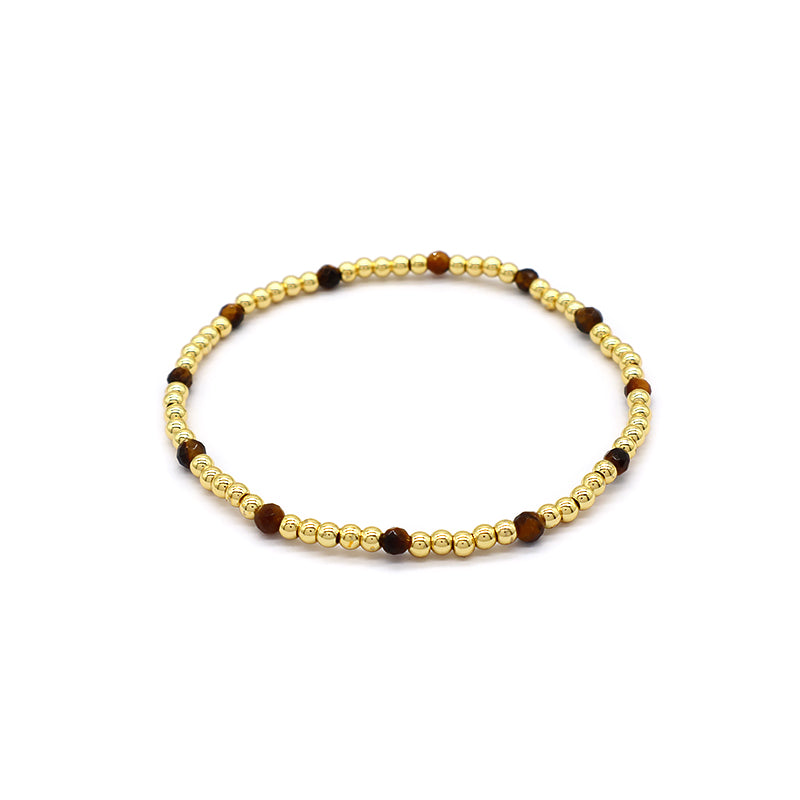 Natural Stone Beads With Gold Plated Brass Beads Bracelet