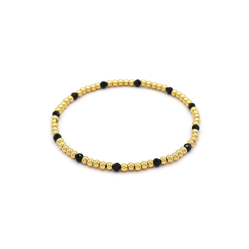 Natural Stone Beads With Gold Plated Brass Beads Bracelet