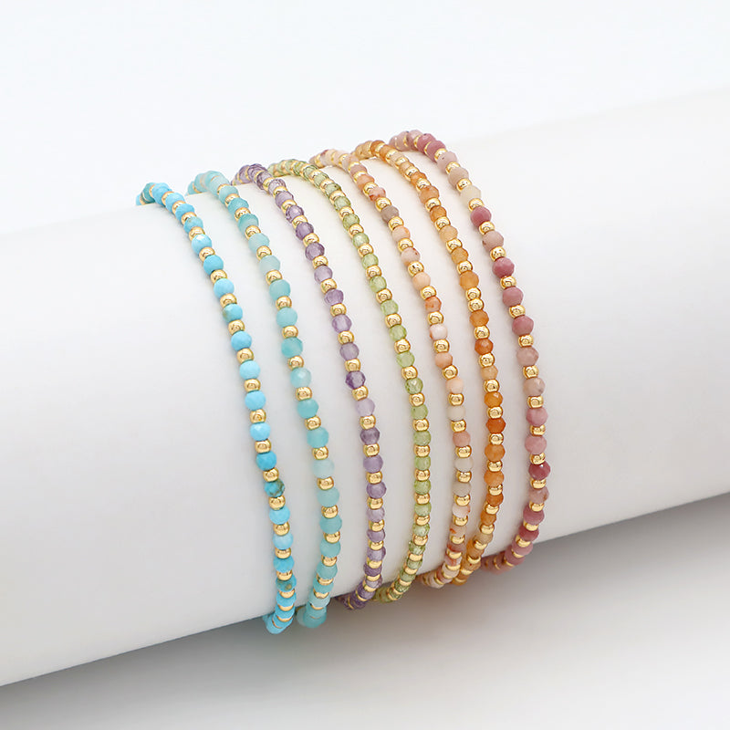 Natural Stone Beads With 925 Sterling Silver Beads Bracelet