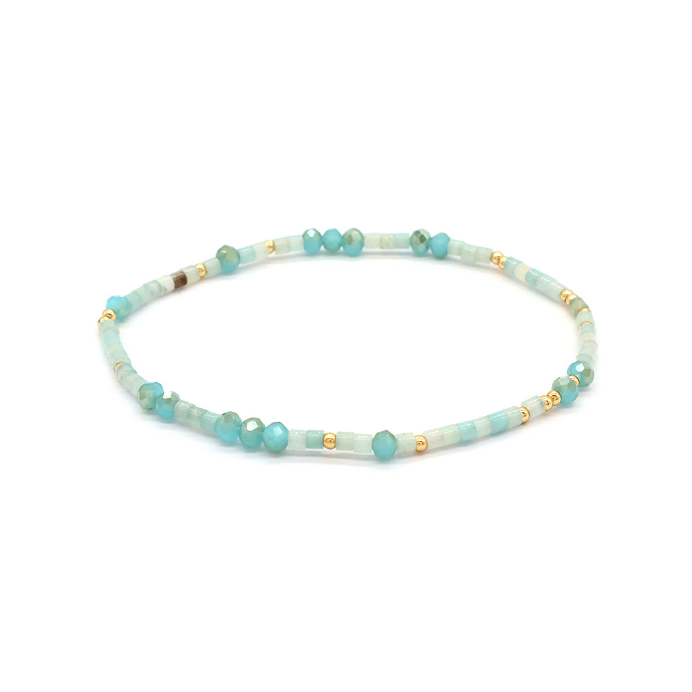 Natural Stone Beads With Glass Crystal Beads Bracelet