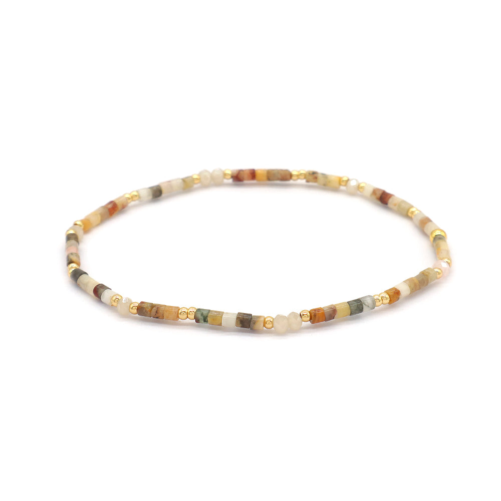 Natural Stone Beads With Glass Crystal Beads Bracelet